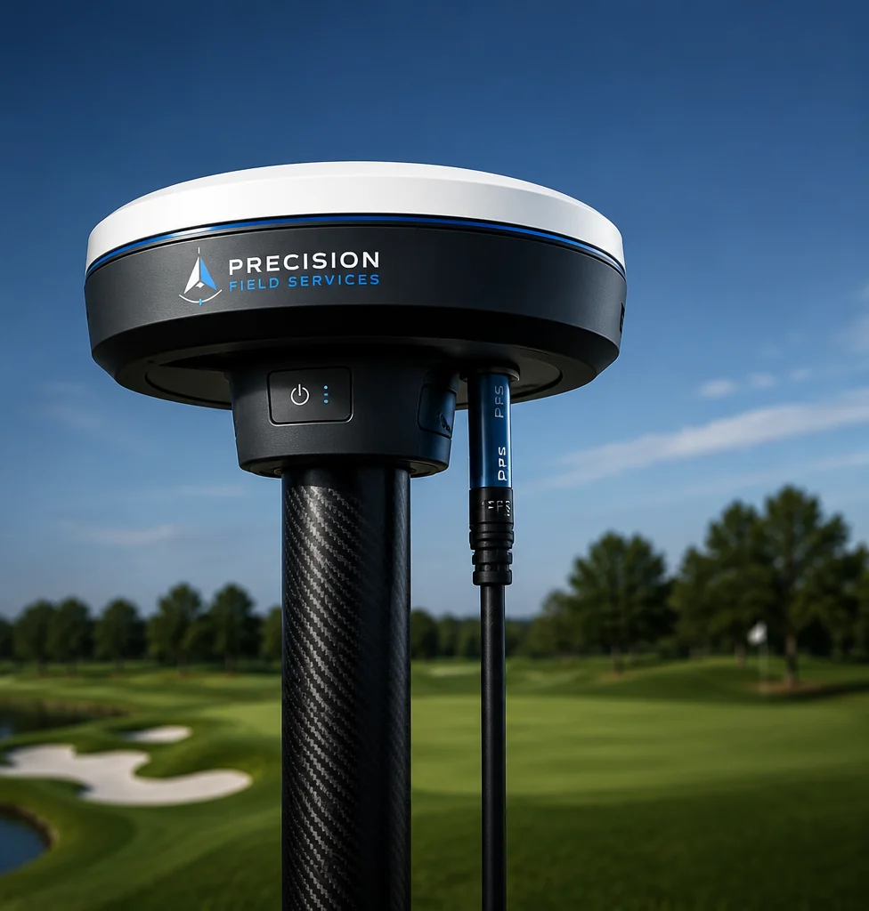 RTK positioning equipment installed at a golf property